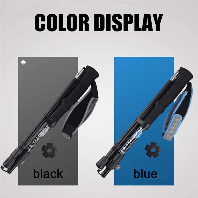 Outdoor Foldable Climbing Pole 4-section M-Pole Folding Ultralight Trekking Camping Hiking Poles Portable Aluminum Walking Stick