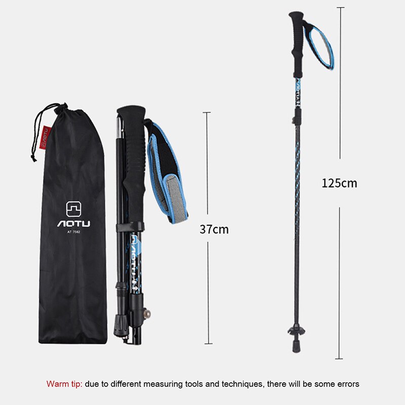 Outdoor Foldable Climbing Pole 4-section M-Pole Folding Ultralight Trekking Camping Hiking Poles Portable Aluminum Walking Stick