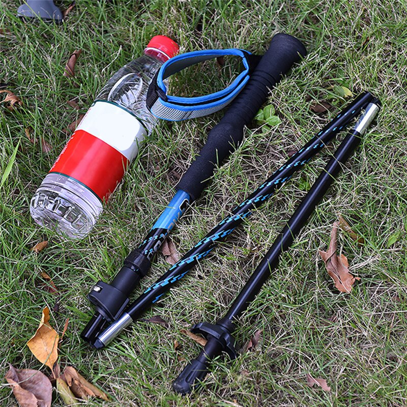 Outdoor Foldable Climbing Pole 4-section M-Pole Folding Ultralight Trekking Camping Hiking Poles Portable Aluminum Walking Stick