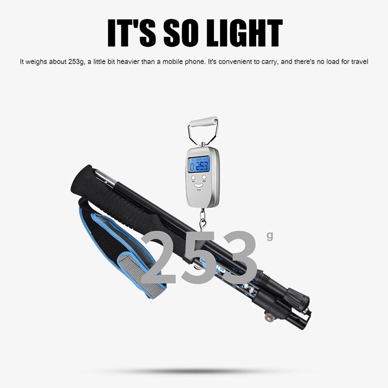 Outdoor Foldable Climbing Pole 4-section M-Pole Folding Ultralight Trekking Camping Hiking Poles Portable Aluminum Walking Stick