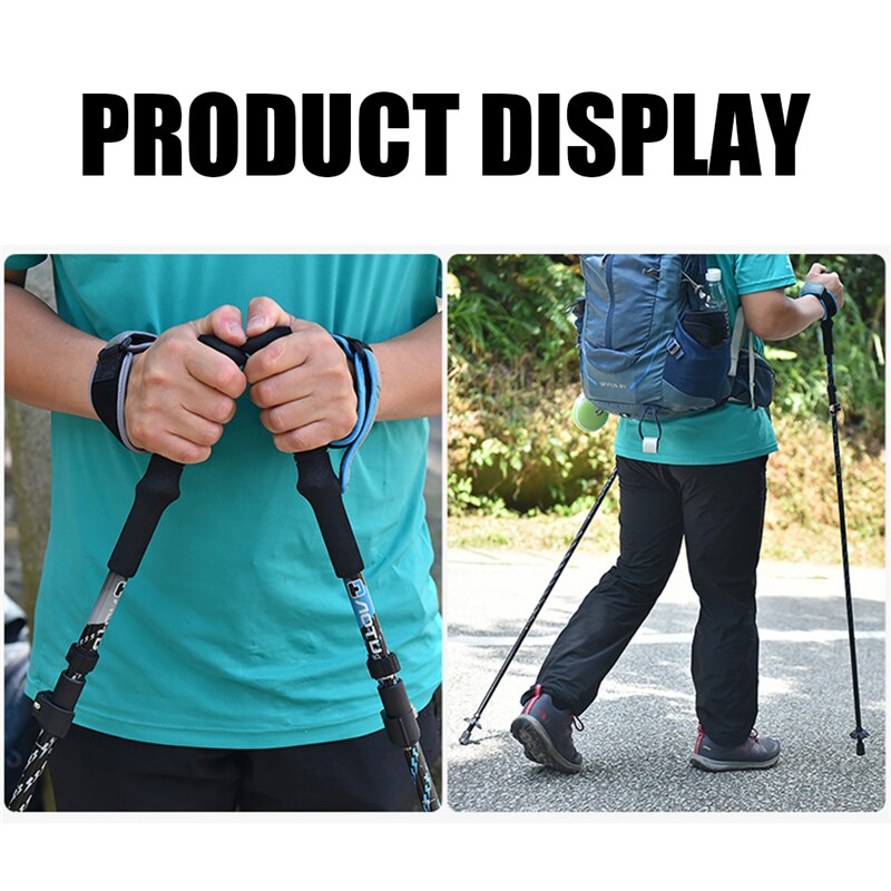 Outdoor Foldable Climbing Pole 4-section M-Pole Folding Ultralight Trekking Camping Hiking Poles Portable Aluminum Walking Stick