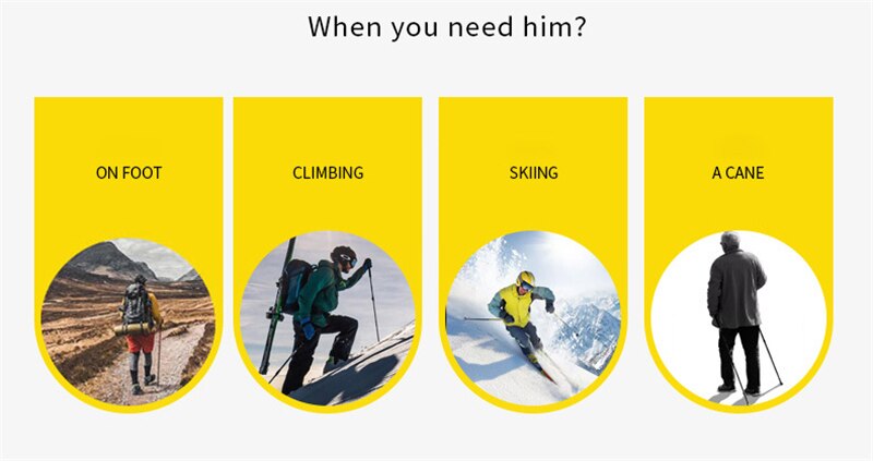 Outdoor Foldable Climbing Pole 4-section M-Pole Folding Ultralight Trekking Camping Hiking Poles Portable Aluminum Walking Stick