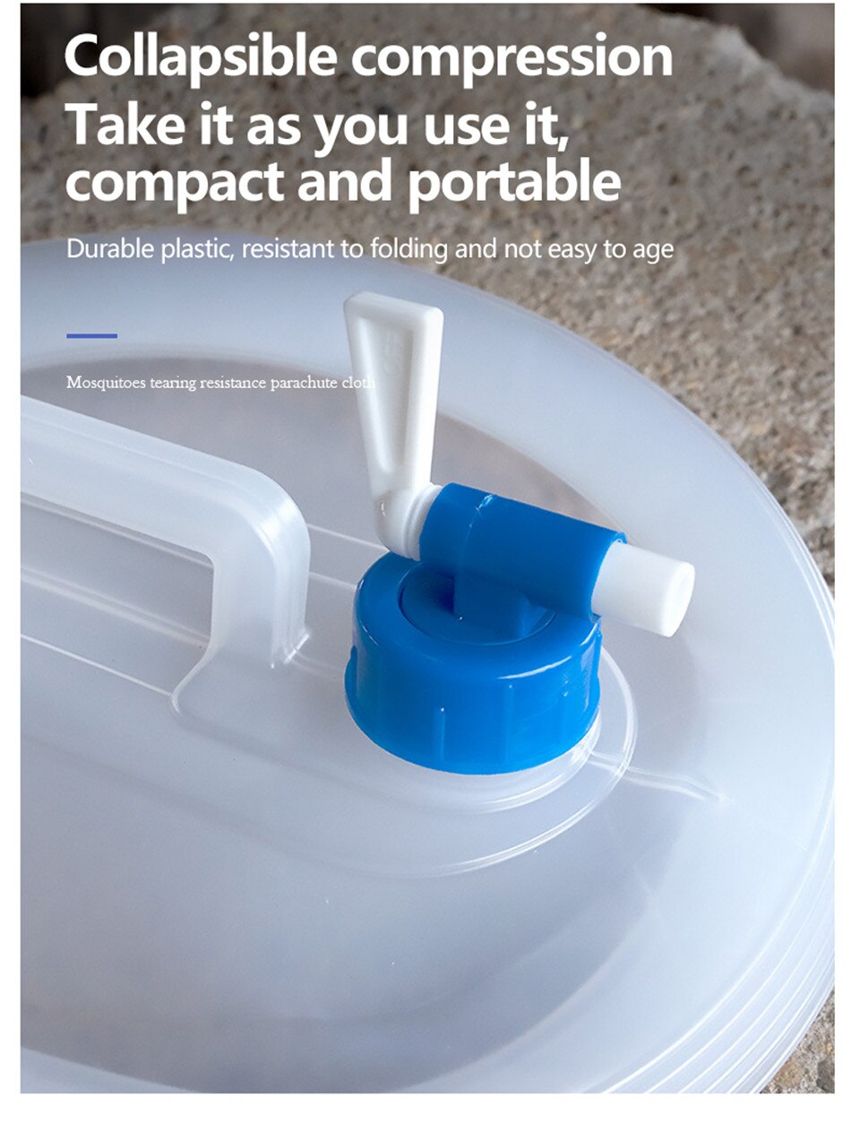 Outdoor Camping 15L Large-Capacity Folding Water Storage Bucket Car Portable Water Storage Tank Family Picnic Barbecue Water Bag