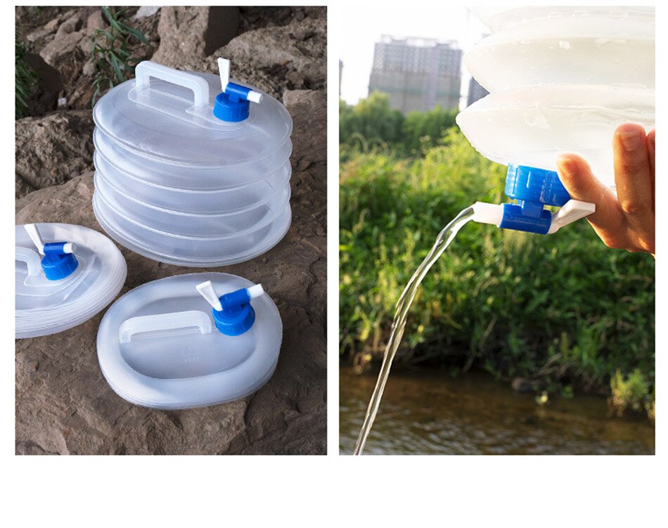 Outdoor Camping 15L Large-Capacity Folding Water Storage Bucket Car Portable Water Storage Tank Family Picnic Barbecue Water Bag