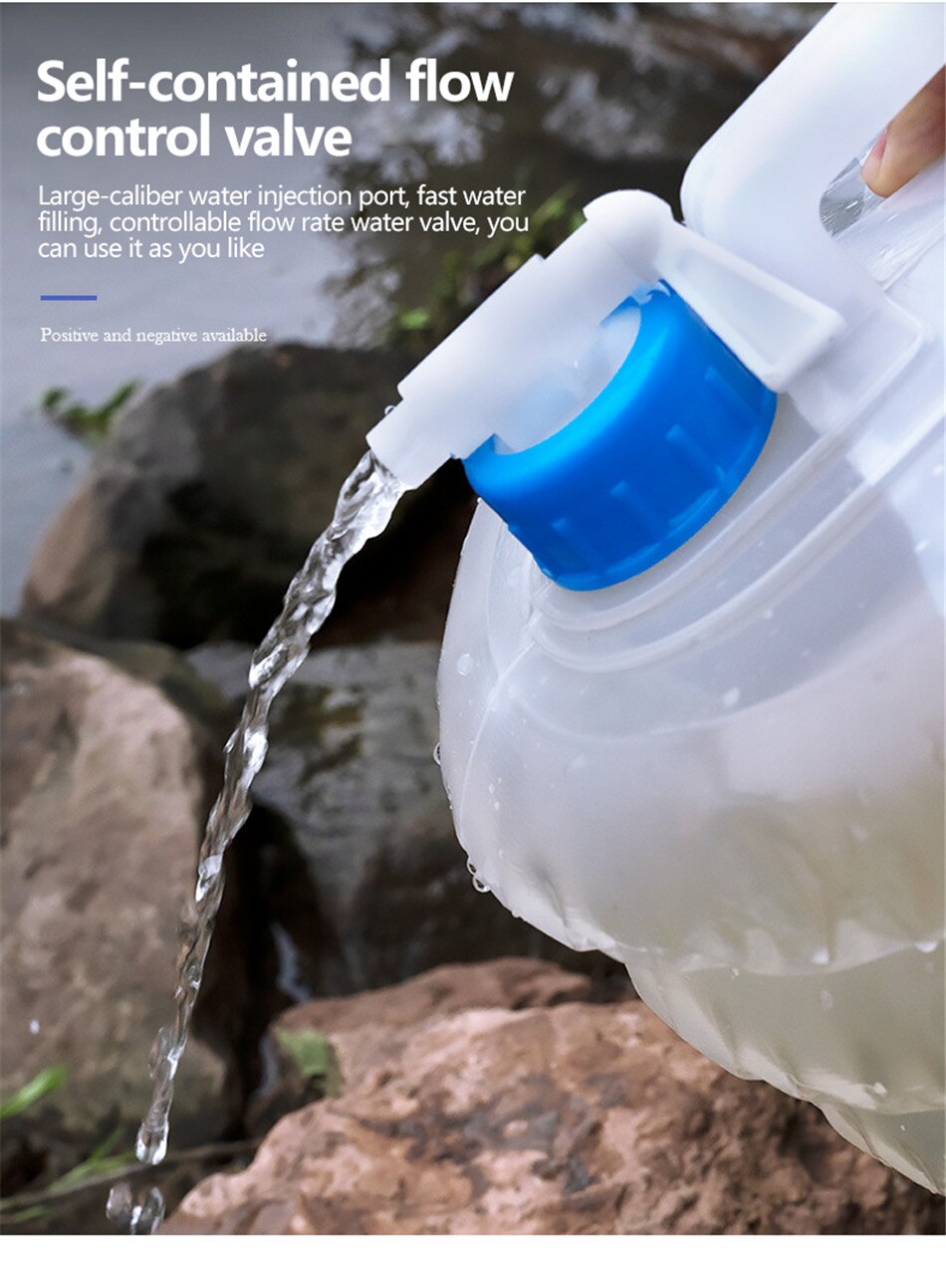 Outdoor Camping 15L Large-Capacity Folding Water Storage Bucket Car Portable Water Storage Tank Family Picnic Barbecue Water Bag