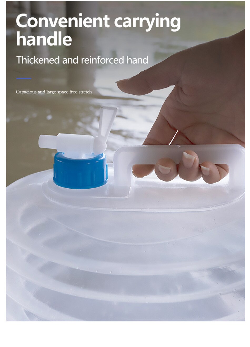 Outdoor Camping 15L Large-Capacity Folding Water Storage Bucket Car Portable Water Storage Tank Family Picnic Barbecue Water Bag