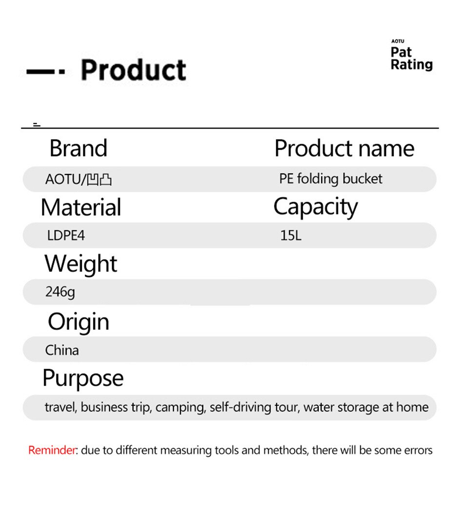 Outdoor Camping 15L Large-Capacity Folding Water Storage Bucket Car Portable Water Storage Tank Family Picnic Barbecue Water Bag