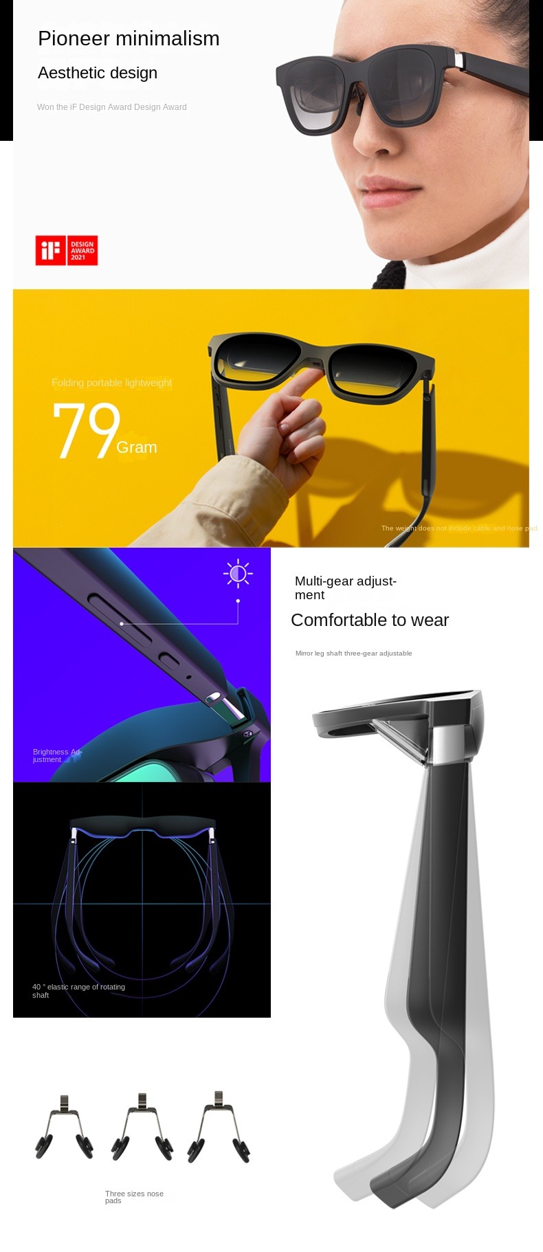 New Nreal Air Smart AR Glasses HD Private Giant Mobile Computer Projection Screen Viewing Portable Game Video Music Sunglasses