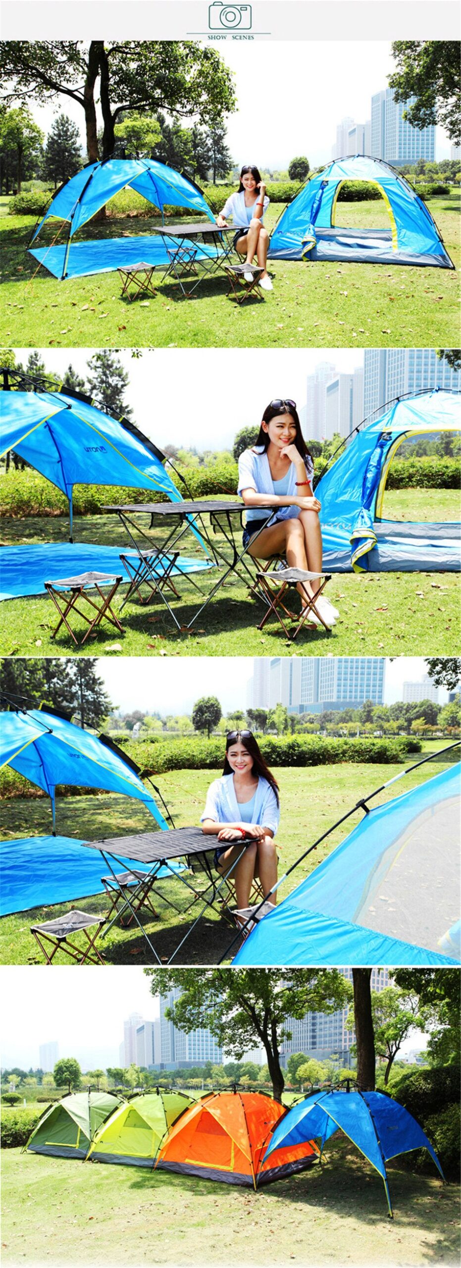 Outdoor Camping Multifunctional Automatic Quick-Opening Tent Waterproof And Windproof Tent With Mosquito Net Household 3-4P Tent