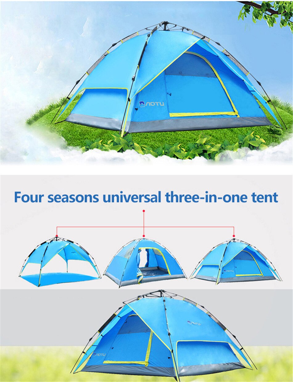 Outdoor Camping Multifunctional Automatic Quick-Opening Tent Waterproof And Windproof Tent With Mosquito Net Household 3-4P Tent