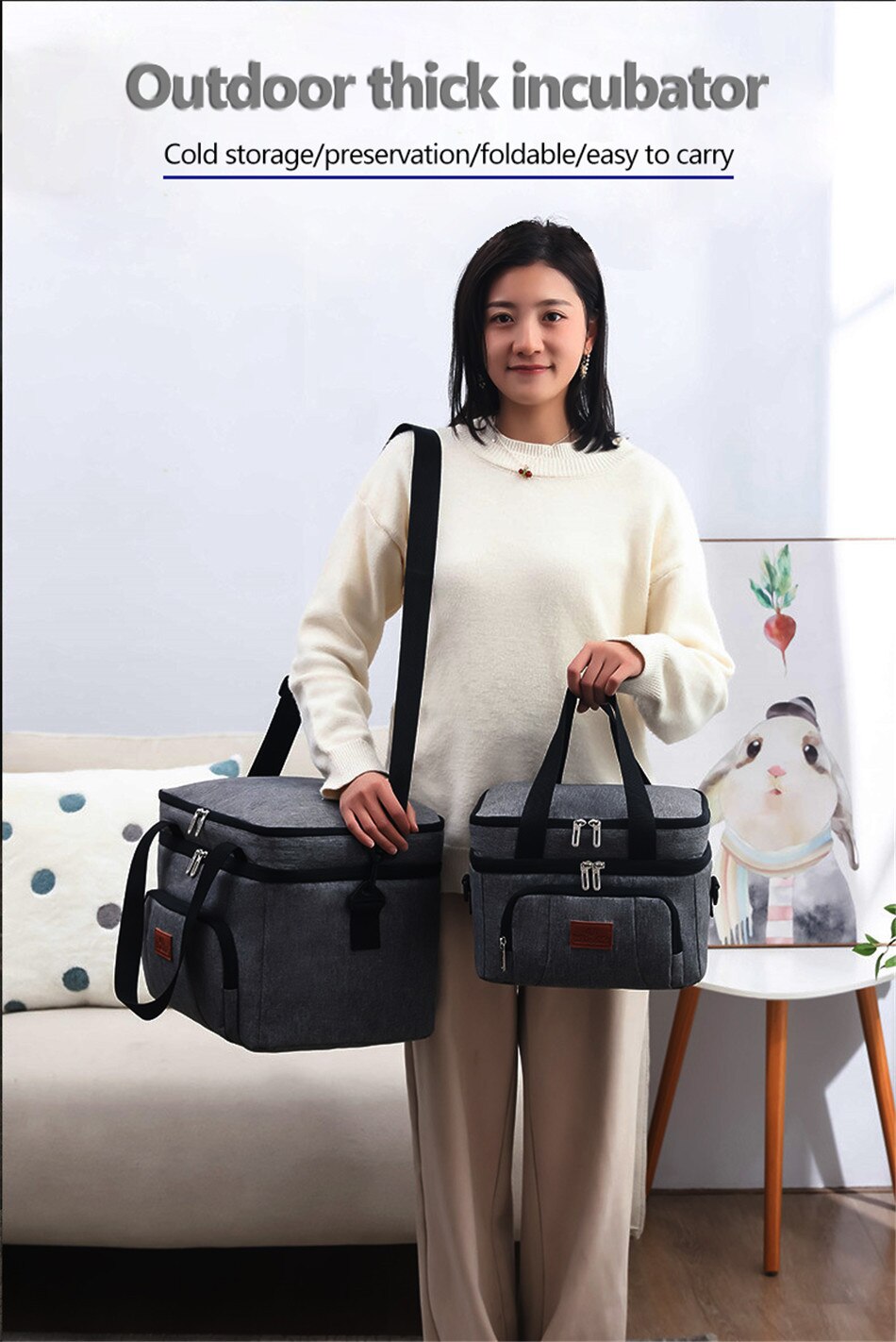 Outdoor Camping Large-Capacity Portable Insulation Bag Portable Fresh-Keeping Cold Ice Bag Food Refrigerated Take-Out Incubator