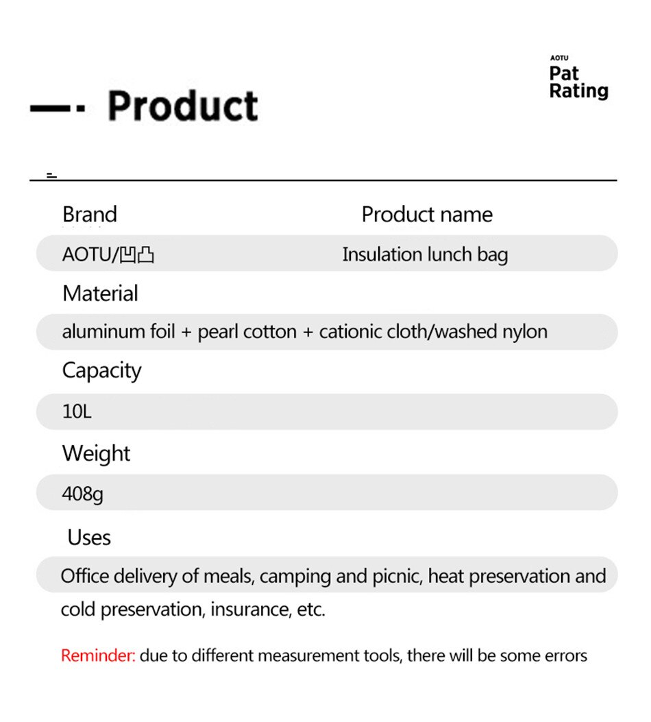 Outdoor Camping Large-Capacity Portable Insulation Bag Portable Fresh-Keeping Cold Ice Bag Food Refrigerated Take-Out Incubator