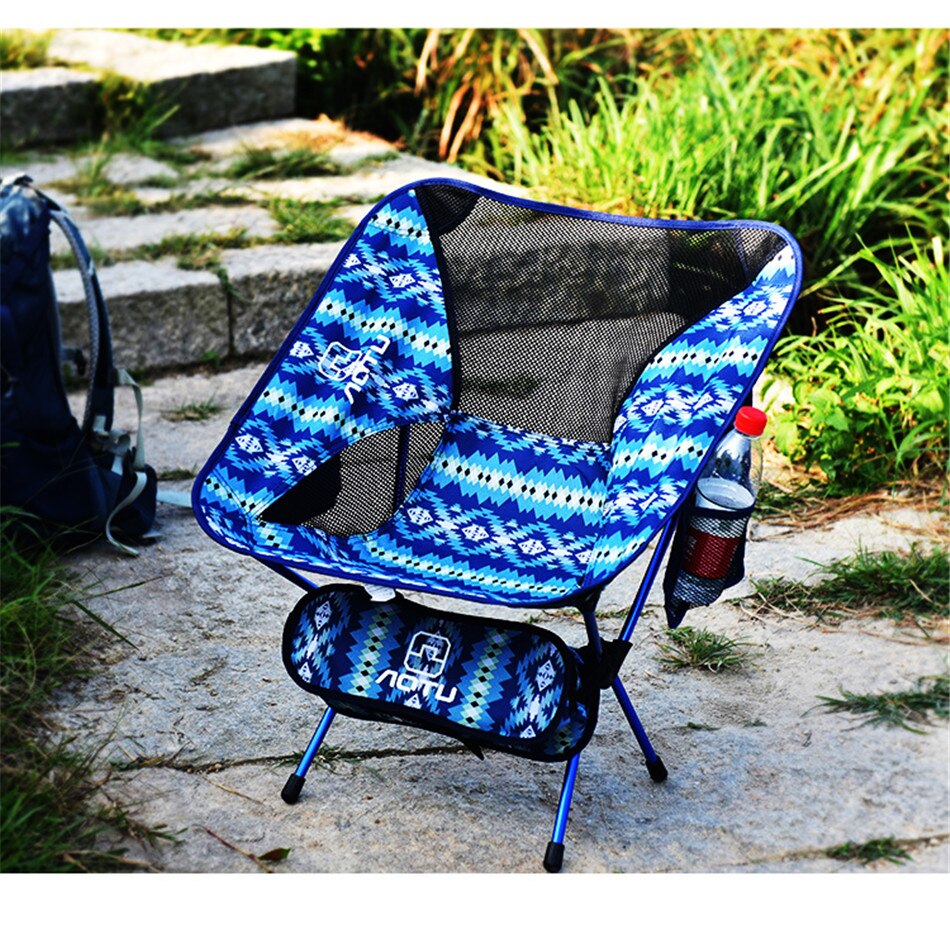 Outdoor Camping Portable Folding Camouflage Moon Chair Ultra Light Aluminum Alloy Outing Camping Fishing Back Chair Beach Chair