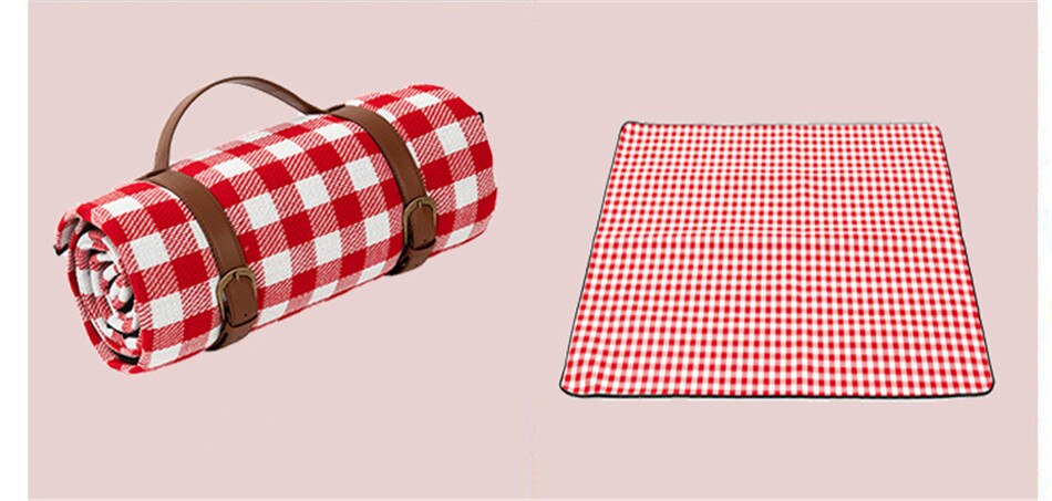 Black-white Grid Outdoor Foldable Waterproof Picnic Mat Thicken Pad Breathable Soft Portable Camping Travel Beach Blanket
