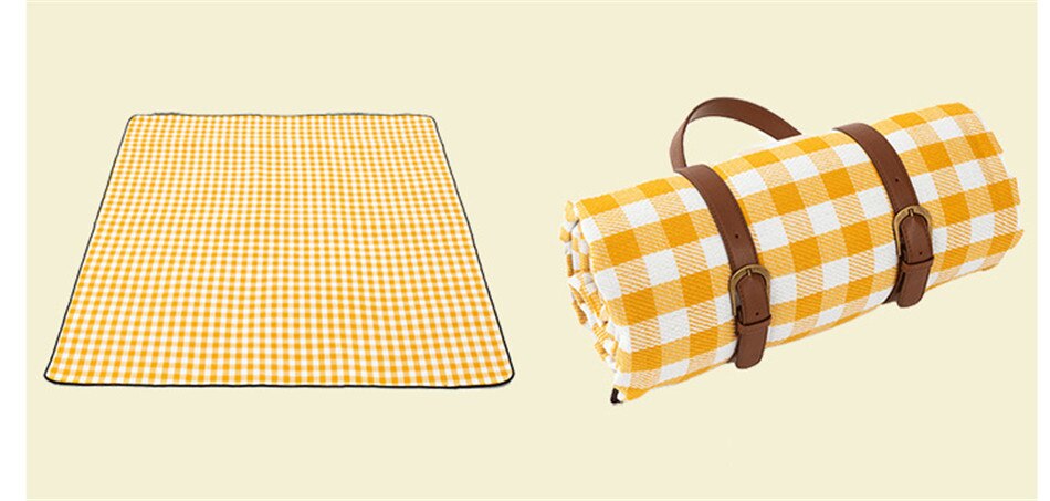 Black-white Grid Outdoor Foldable Waterproof Picnic Mat Thicken Pad Breathable Soft Portable Camping Travel Beach Blanket