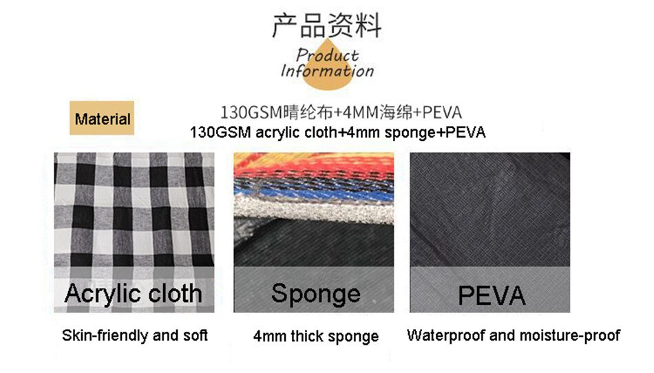 Black-white Grid Outdoor Foldable Waterproof Picnic Mat Thicken Pad Breathable Soft Portable Camping Travel Beach Blanket