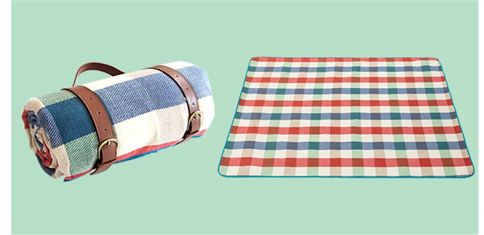 Black-white Grid Outdoor Foldable Waterproof Picnic Mat Thicken Pad Breathable Soft Portable Camping Travel Beach Blanket