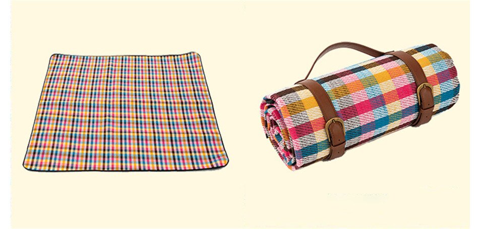 Black-white Grid Outdoor Foldable Waterproof Picnic Mat Thicken Pad Breathable Soft Portable Camping Travel Beach Blanket