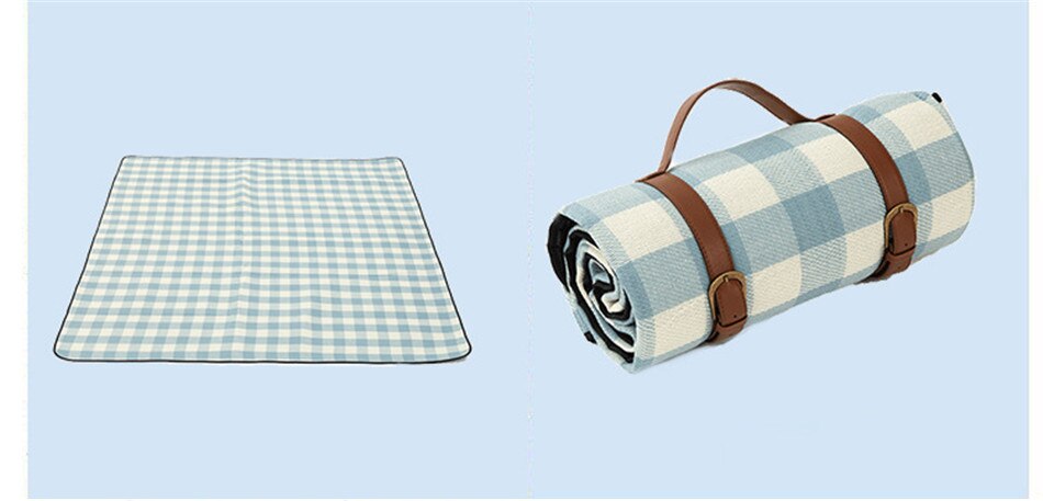 Black-white Grid Outdoor Foldable Waterproof Picnic Mat Thicken Pad Breathable Soft Portable Camping Travel Beach Blanket