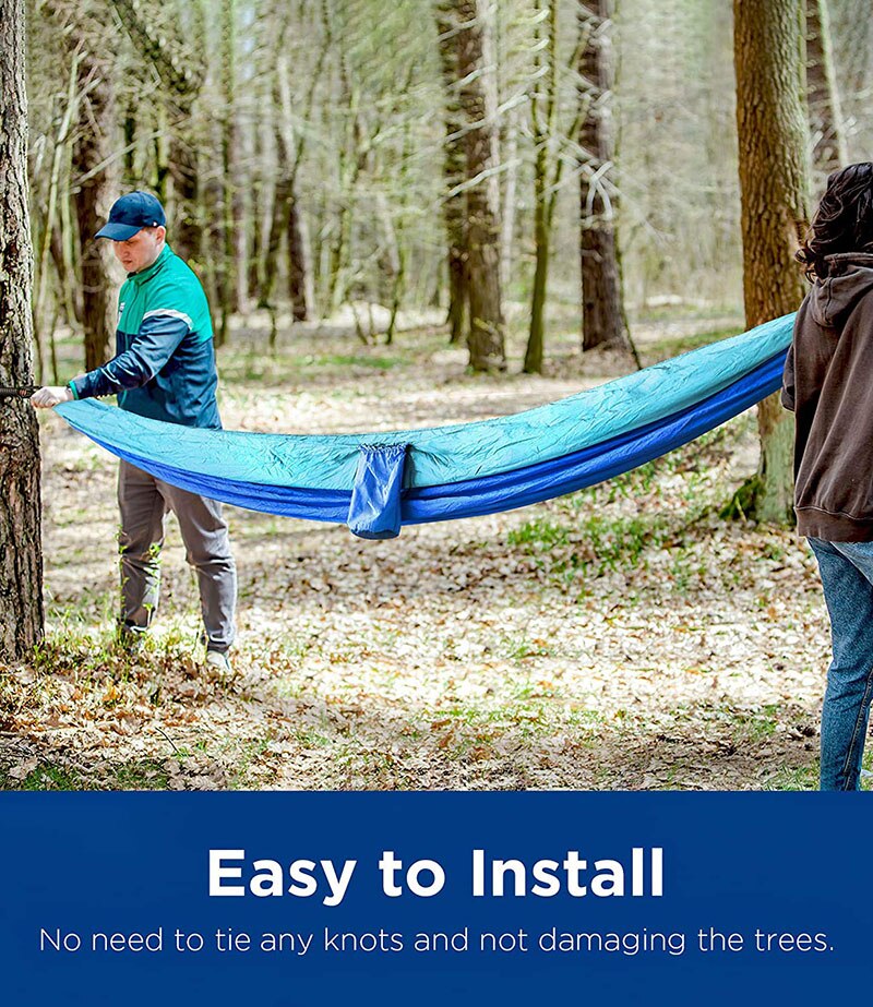 Solid Color Parachute Hammock with Hammock straps and Black carabiner Camping Survival travel Double Person outdoor furniture