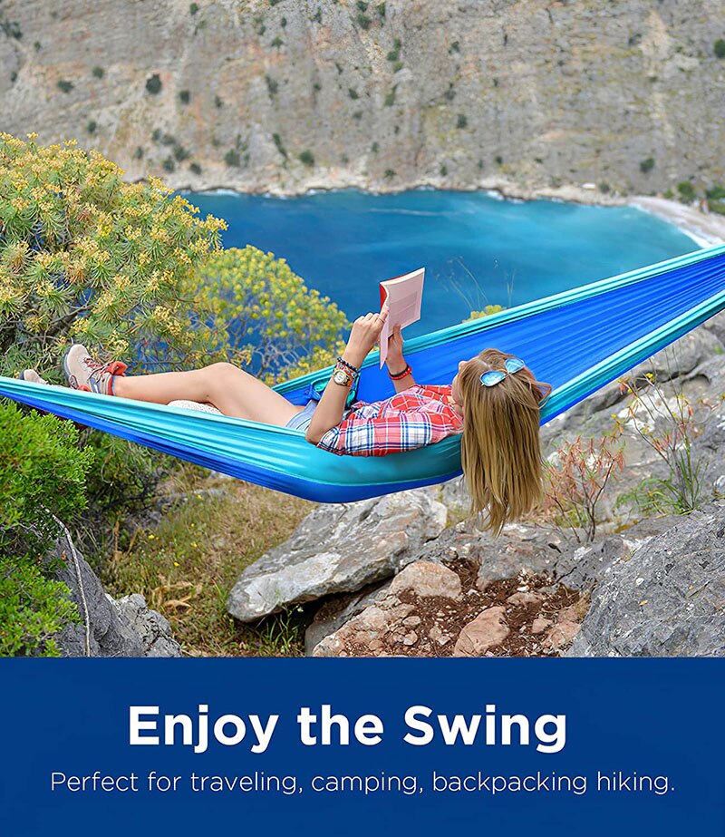 Solid Color Parachute Hammock with Hammock straps and Black carabiner Camping Survival travel Double Person outdoor furniture