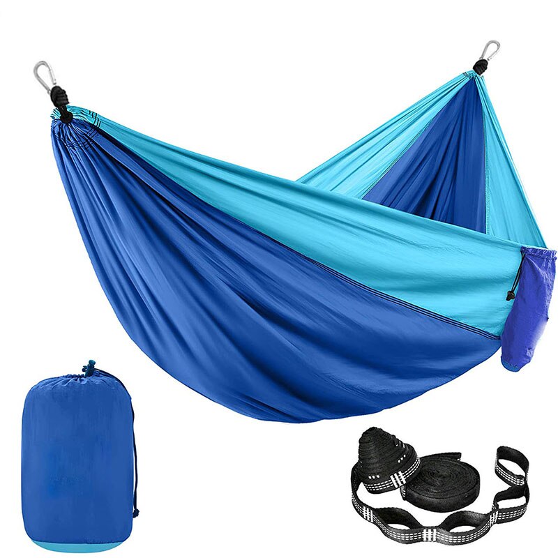 Solid Color Parachute Hammock with Hammock straps and Black carabiner Camping Survival travel Double Person outdoor furniture