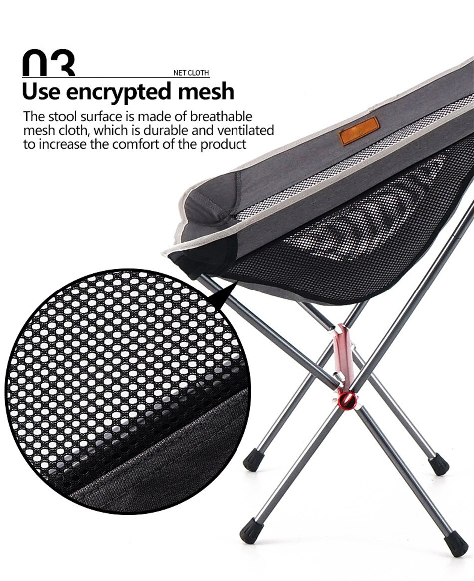 Outdoor Camping Convenient Aluminum Alloy Chair Camping Fishing Folding Moon Chair Travel Picnic Leisure Beach Director Chair