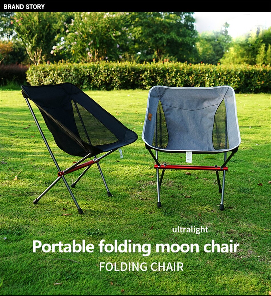 Outdoor Camping Convenient Aluminum Alloy Chair Camping Fishing Folding Moon Chair Travel Picnic Leisure Beach Director Chair
