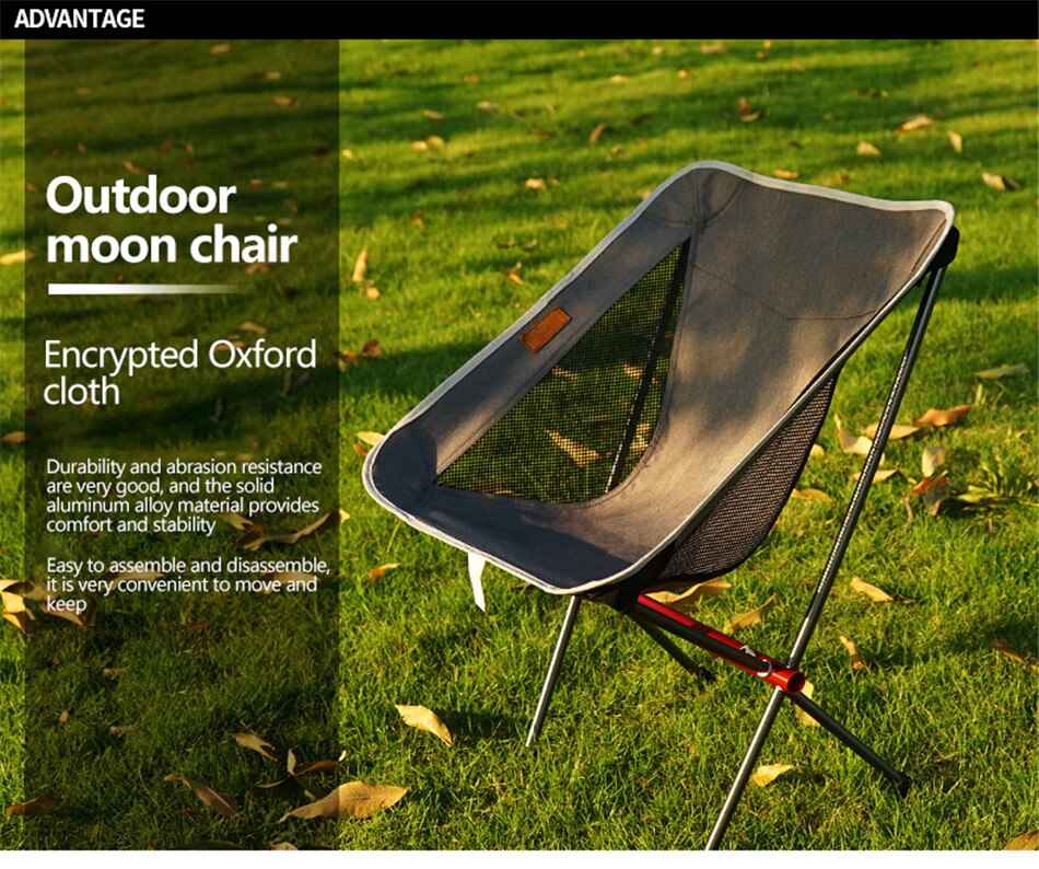 Outdoor Camping Convenient Aluminum Alloy Chair Camping Fishing Folding Moon Chair Travel Picnic Leisure Beach Director Chair