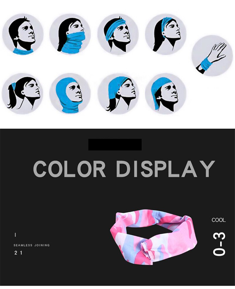Multifunctional Sports Headwear Headband Bandana Balaclava Face Cover Scarf Sweatband Hairband for Cycling Yoga Camping Hiking
