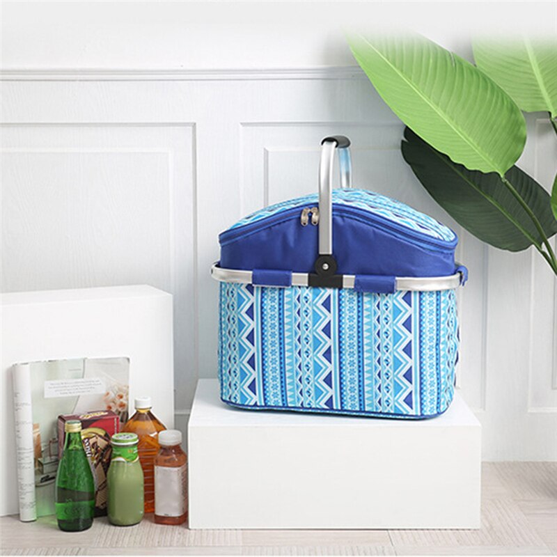 Portable 26L Picnic Basket Camping Refrigerator Bag Beer Ice Cooler Thermo Tourism Food Storage Box Outdoor Beach Lunch Handbag