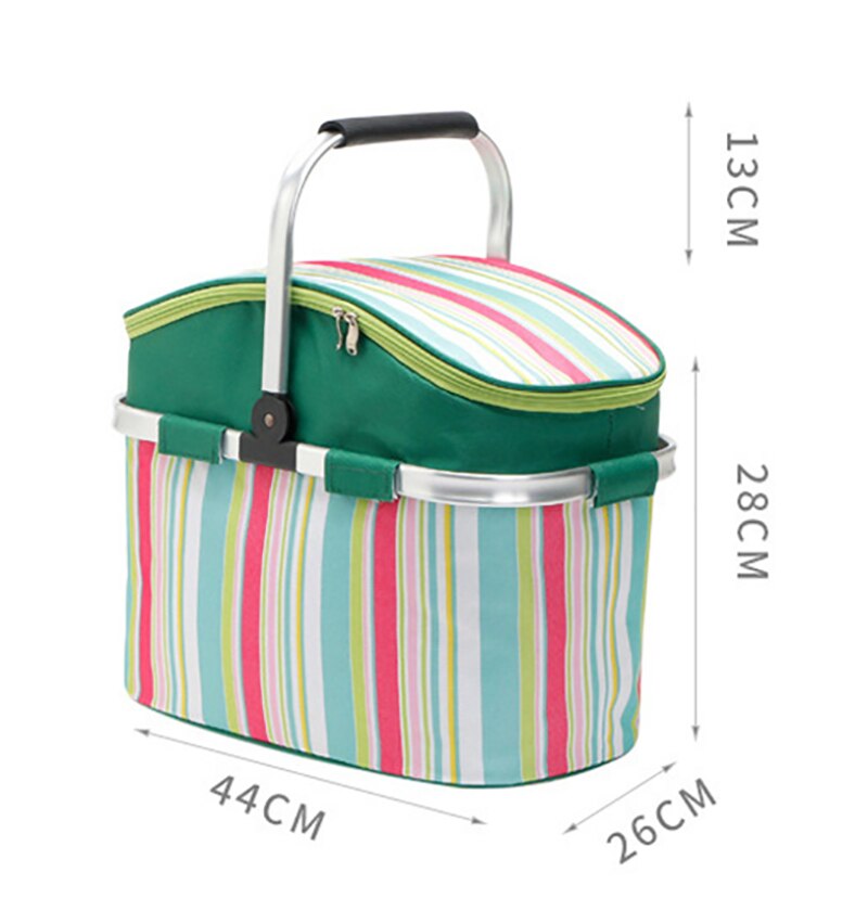 Portable 26L Picnic Basket Camping Refrigerator Bag Beer Ice Cooler Thermo Tourism Food Storage Box Outdoor Beach Lunch Handbag