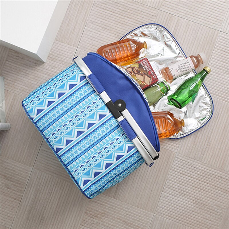 Portable 26L Picnic Basket Camping Refrigerator Bag Beer Ice Cooler Thermo Tourism Food Storage Box Outdoor Beach Lunch Handbag