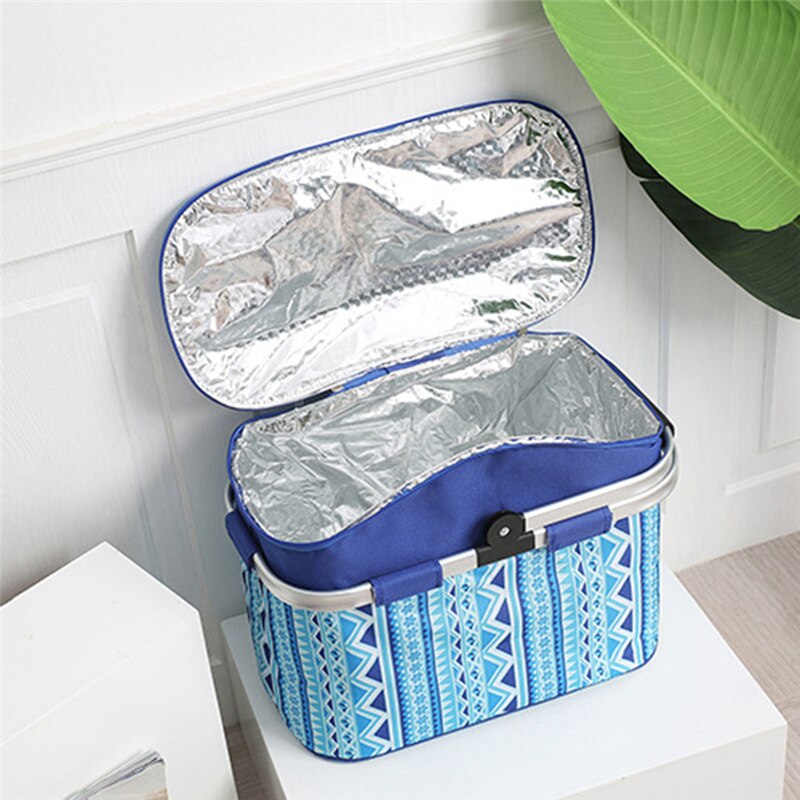Portable 26L Picnic Basket Camping Refrigerator Bag Beer Ice Cooler Thermo Tourism Food Storage Box Outdoor Beach Lunch Handbag