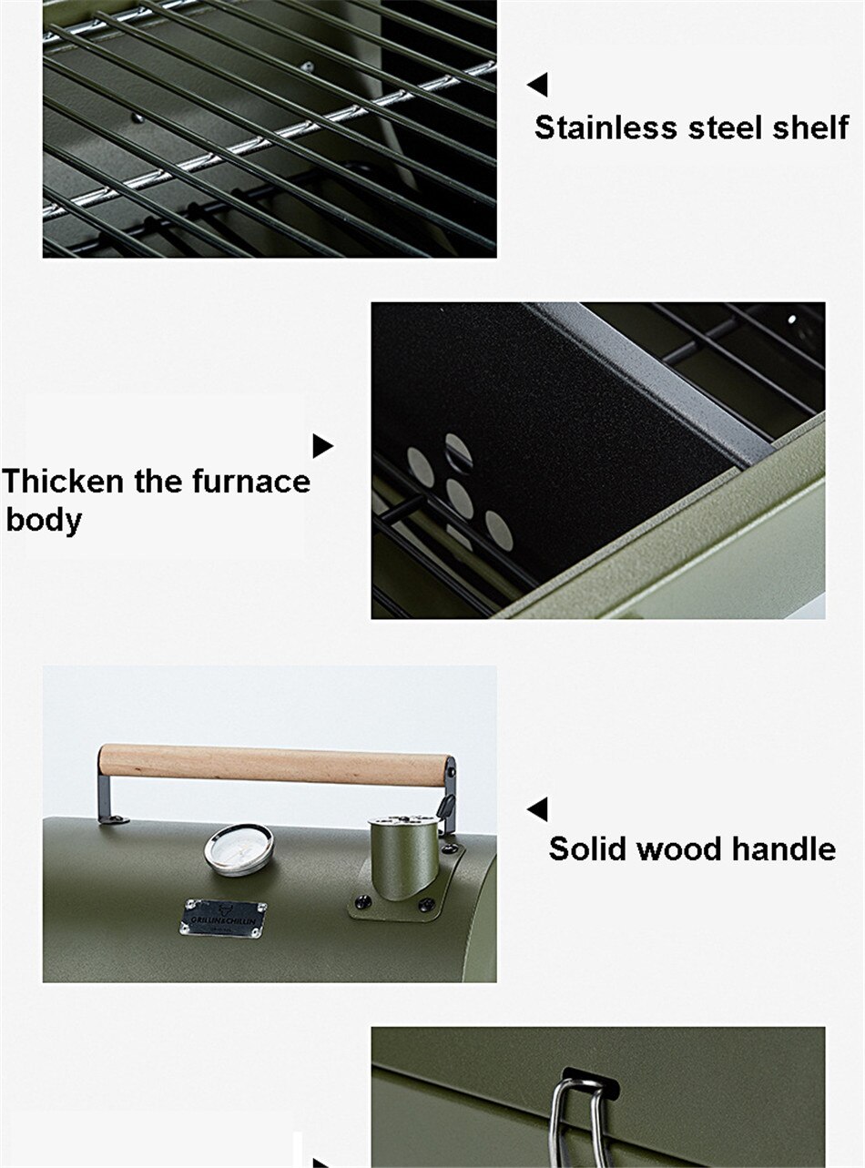 Portable Outdoor Barbecue Grill Household Small Barbecue Skewers Thickened Carbon Grill Camping Picnic Suitable For 3-5 People