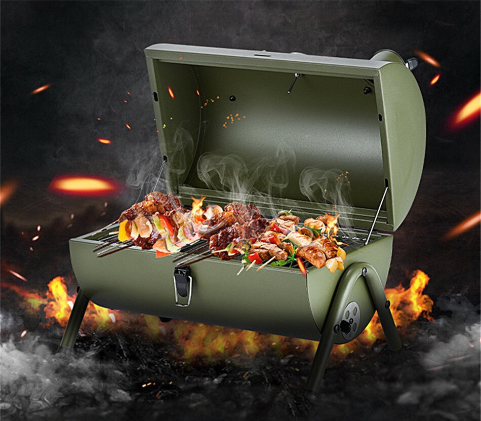 Portable Outdoor Barbecue Grill Household Small Barbecue Skewers Thickened Carbon Grill Camping Picnic Suitable For 3-5 People