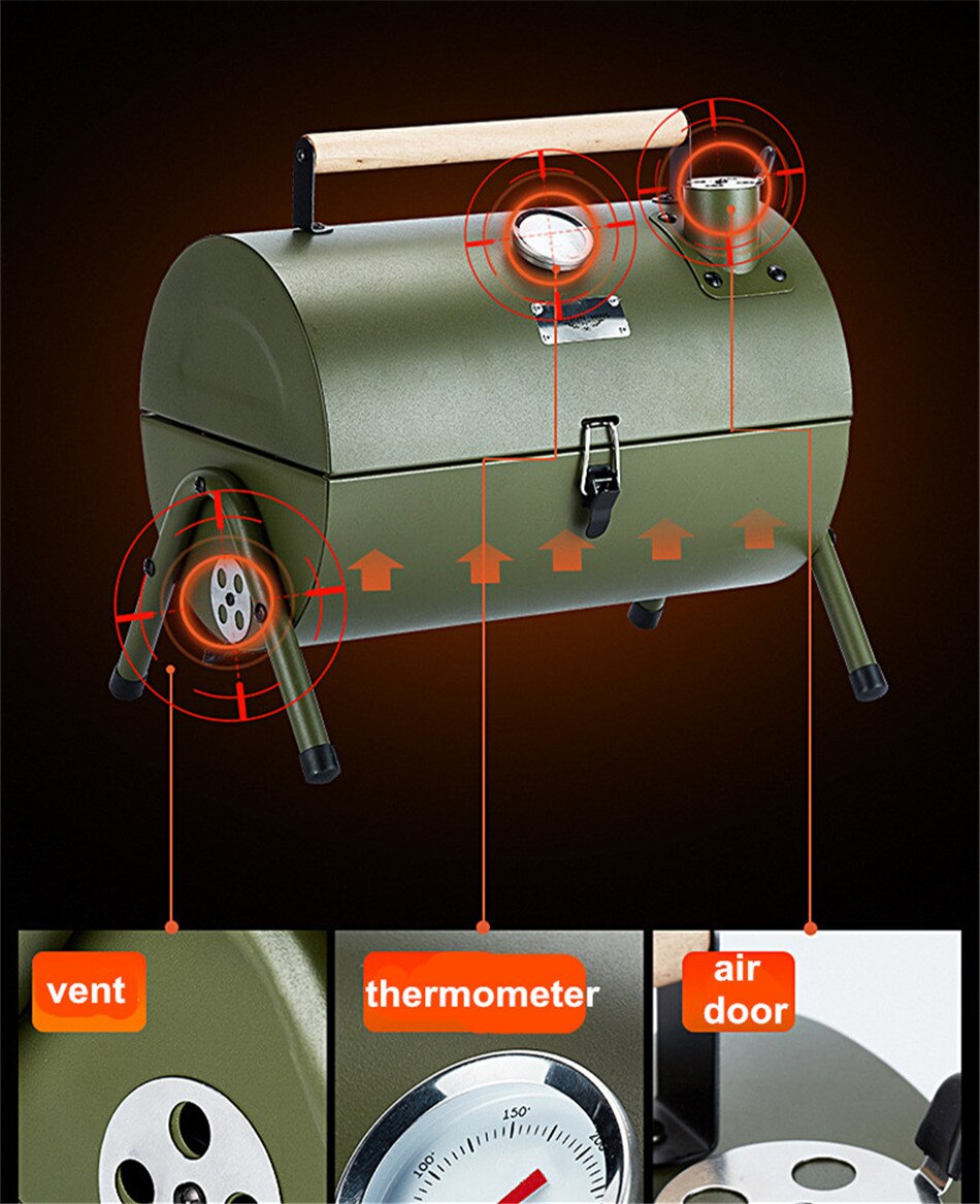 Portable Outdoor Barbecue Grill Household Small Barbecue Skewers Thickened Carbon Grill Camping Picnic Suitable For 3-5 People