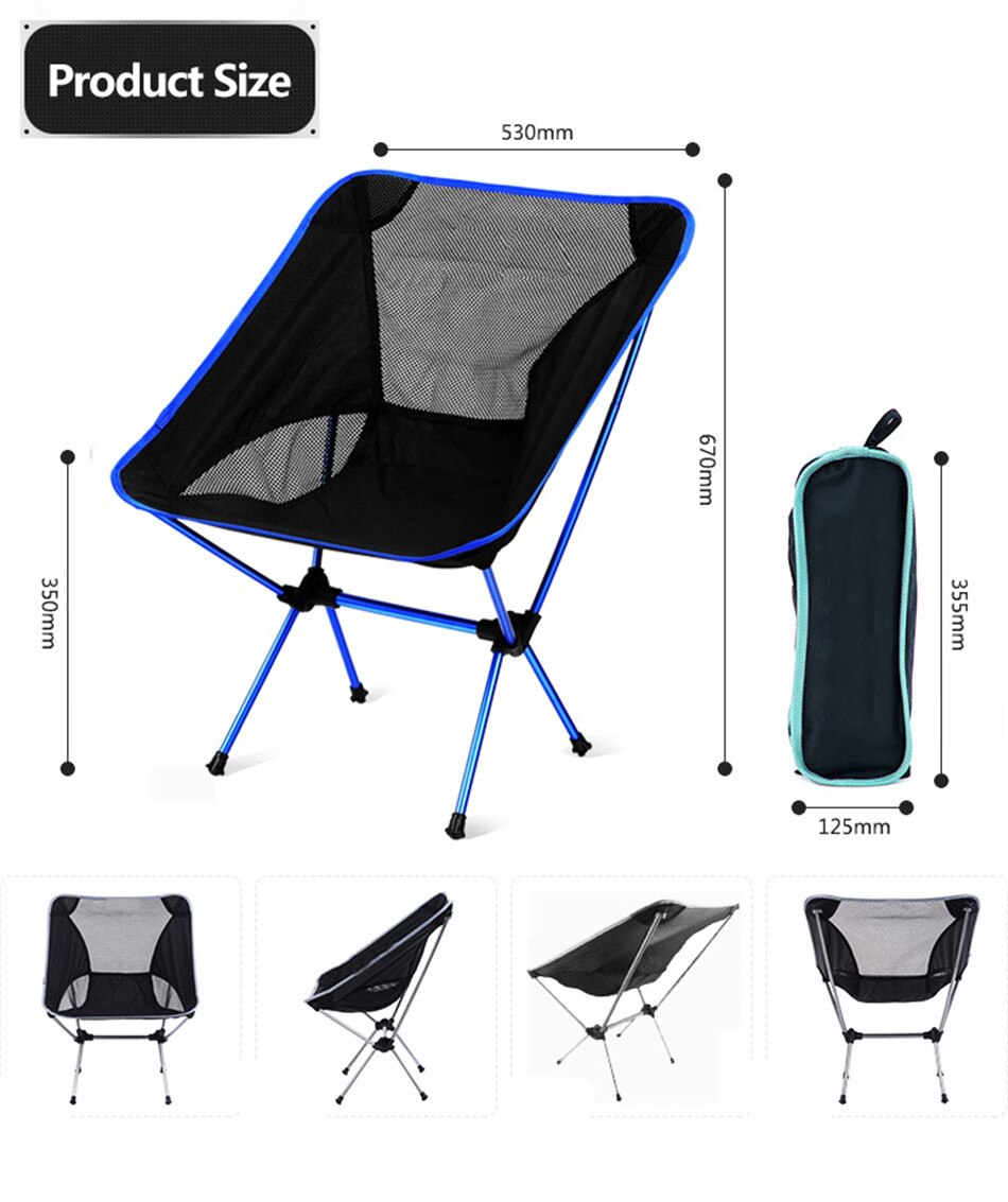 Outdoor Camping Mountaineering Convenient Moon Chair 7075 Light Aluminum Alloy Fishing Barbecue Folding Chair Beach Lounge Chair