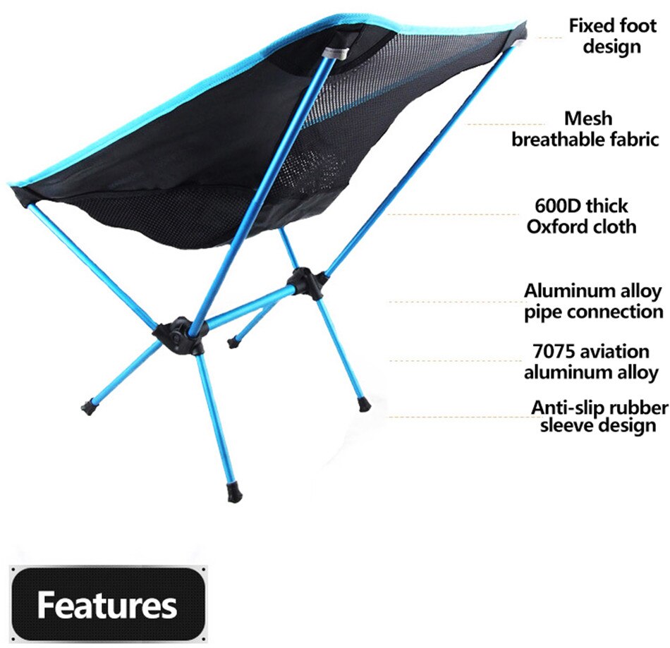 Outdoor Camping Mountaineering Convenient Moon Chair 7075 Light Aluminum Alloy Fishing Barbecue Folding Chair Beach Lounge Chair