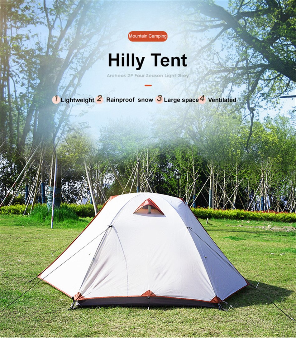Outdoor Double-layer Waterproof 2-3 People Backpacking Tent Camping Hiking 4 Seasons Winter Tent Snow Skirt Portable Hilly Tent