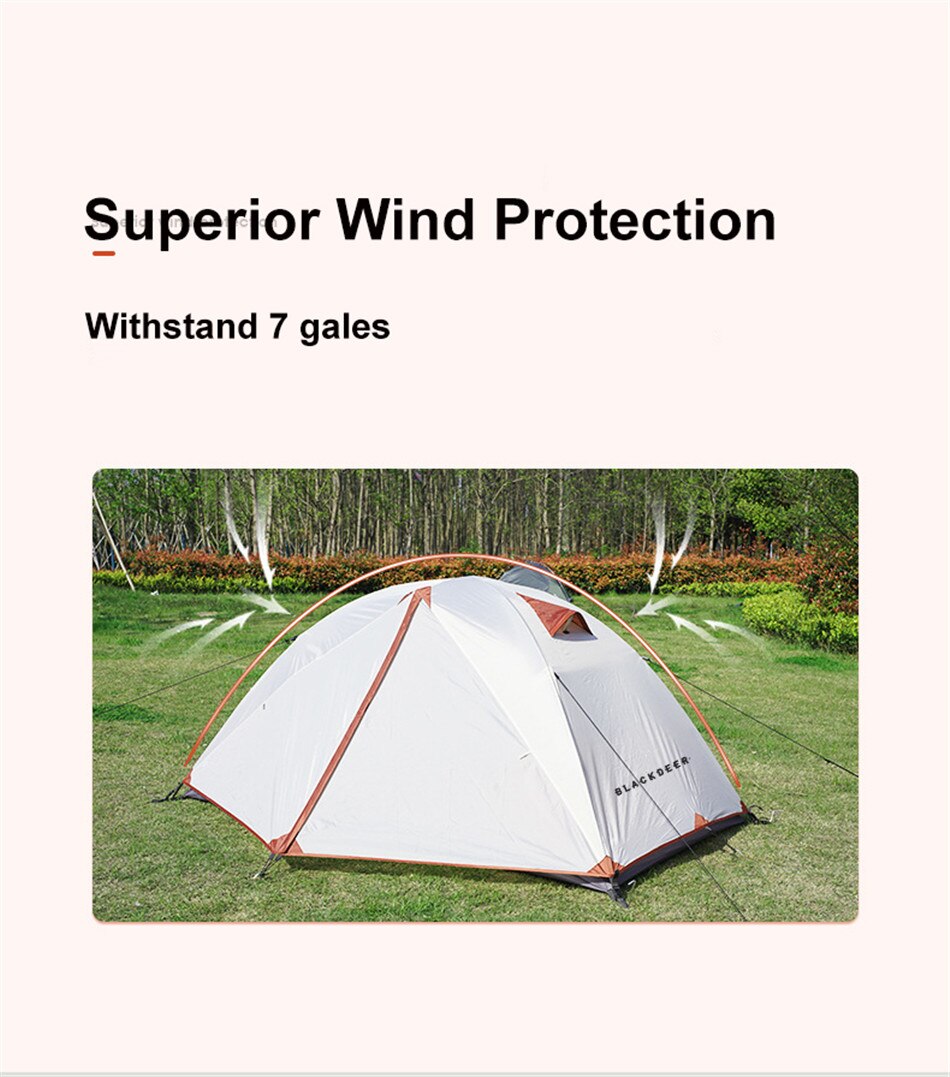 Outdoor Double-layer Waterproof 2-3 People Backpacking Tent Camping Hiking 4 Seasons Winter Tent Snow Skirt Portable Hilly Tent