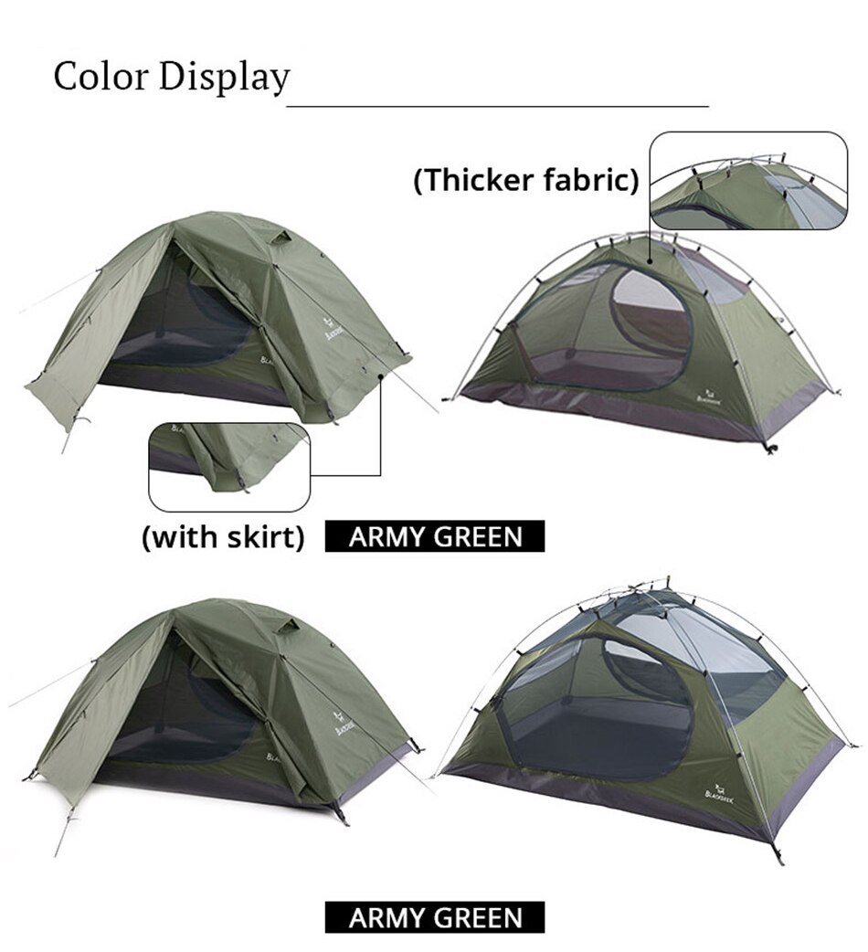 Outdoor Double-layer Waterproof 2-3 People Backpacking Tent Camping Hiking 4 Seasons Winter Tent Snow Skirt Portable Hilly Tent