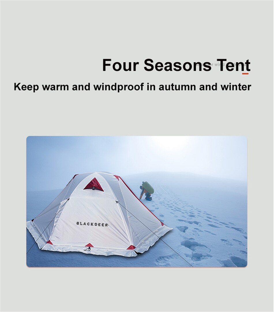 Outdoor Double-layer Waterproof 2-3 People Backpacking Tent Camping Hiking 4 Seasons Winter Tent Snow Skirt Portable Hilly Tent