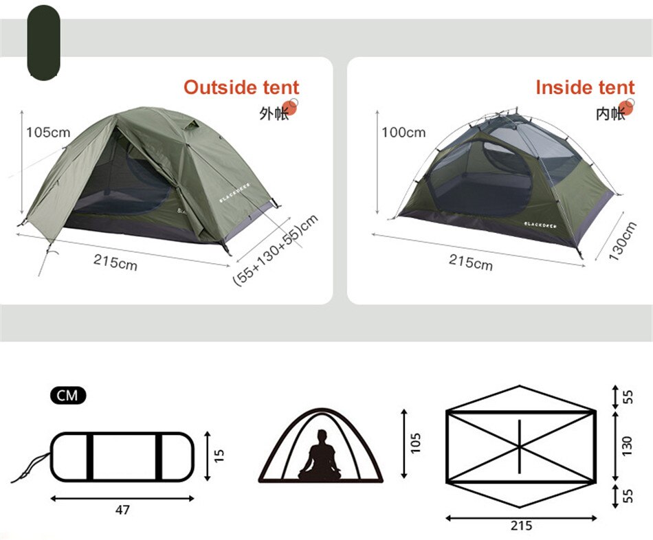 Outdoor Double-layer Waterproof 2-3 People Backpacking Tent Camping Hiking 4 Seasons Winter Tent Snow Skirt Portable Hilly Tent