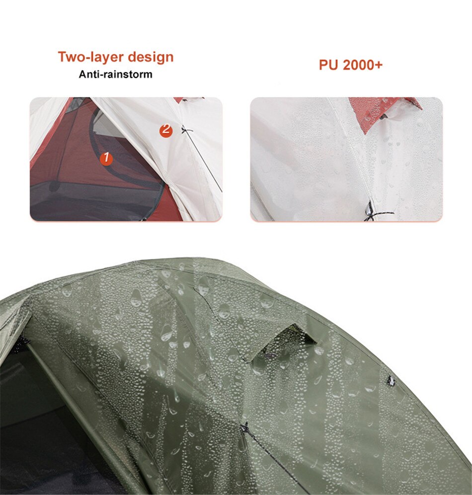 Outdoor Double-layer Waterproof 2-3 People Backpacking Tent Camping Hiking 4 Seasons Winter Tent Snow Skirt Portable Hilly Tent