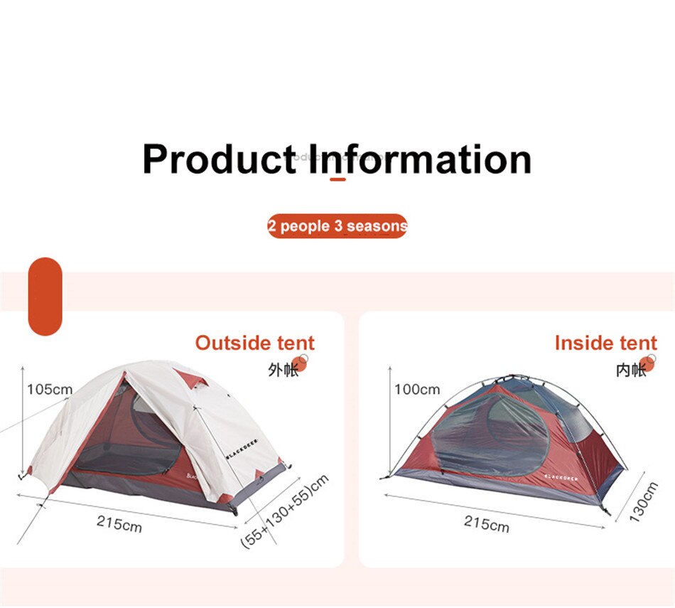 Outdoor Double-layer Waterproof 2-3 People Backpacking Tent Camping Hiking 4 Seasons Winter Tent Snow Skirt Portable Hilly Tent