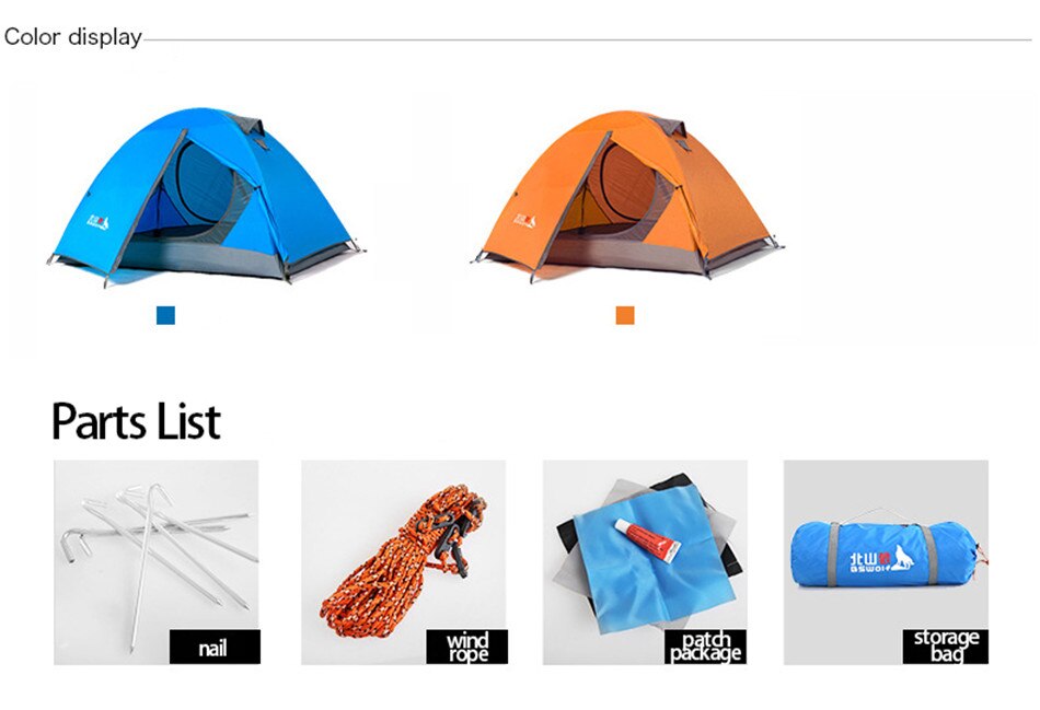 Outdoor 1-2 Person Fishing Hiking Camping Tent 210D Oxford Waterproof Double-layer Tent Two Door Anti-mosquito Breathable Tent