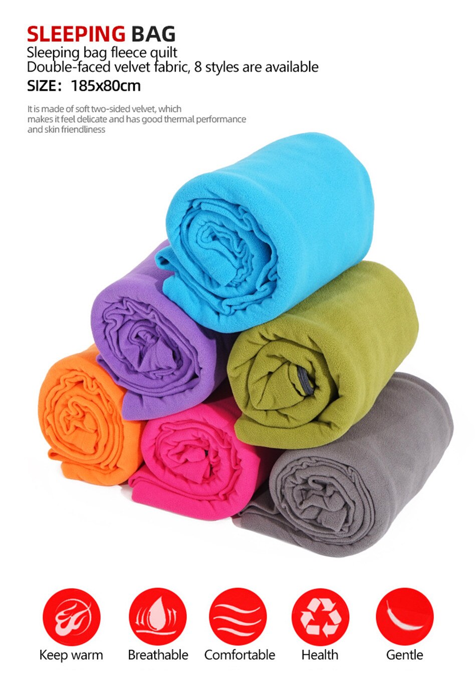 Outdoor Camping Thickened Fleece Sleeping Bag Four Seasons Warmth Lunch Break Knee Blanket Travel Liner Air Conditioning Quilt