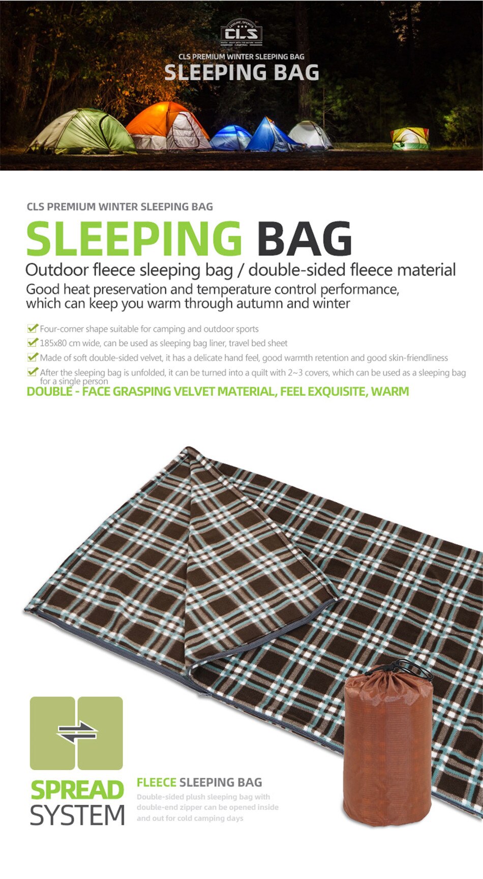 Outdoor Camping Thickened Fleece Sleeping Bag Four Seasons Warmth Lunch Break Knee Blanket Travel Liner Air Conditioning Quilt