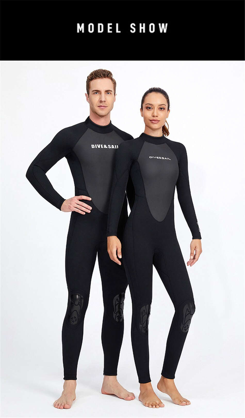 3MM Neoprene Thickened Warmth And Sunscreen Wetsuit One-Piece Long-Sleeved Wetsuit Water Surfing Snorkeling Swimming Swimsuit